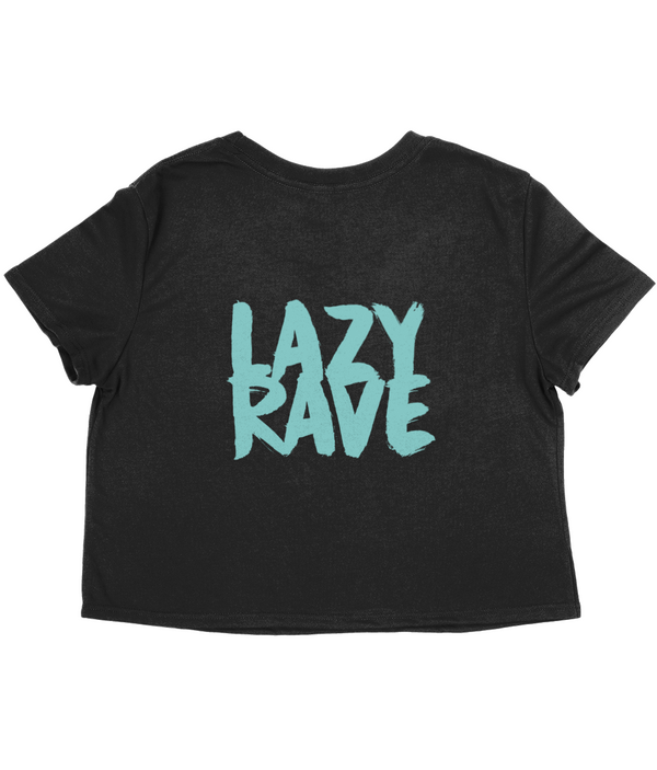 LAZY RAVER BLUE TEXT WOMENS CROPPED T
